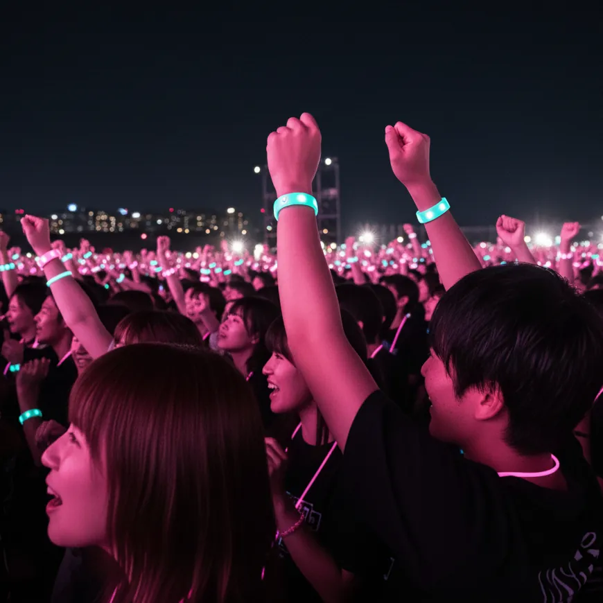 音楽フェスで手を挙げて楽しんでいるお客さん