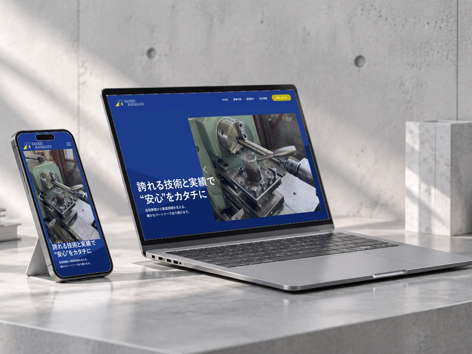三正金型サイトのモックアップ